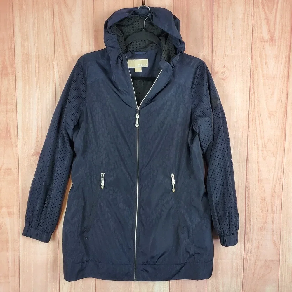 Michael Kors Womens Jacket Small Camo Polyester Long Sleeve Hoodie Full‎ Zip